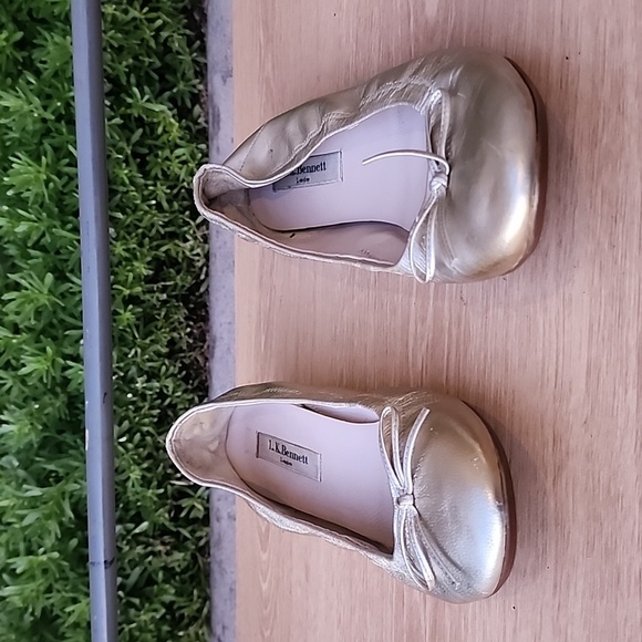 L.K. Bennett London Ballet Flats Ballerinas EU 39 Gold Metallic - Picture 2 of 11